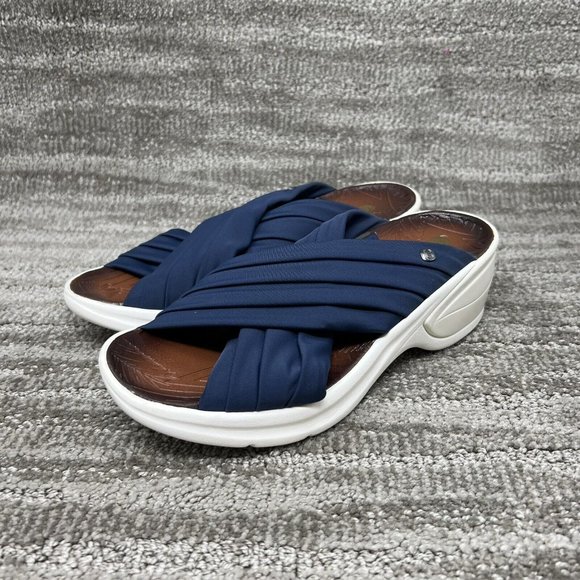 Bzees Women's 8M Knockout Navy Elastic Wedge Sandals - Picture 2 of 8